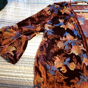 NWOT open cardigan velour and sheer.